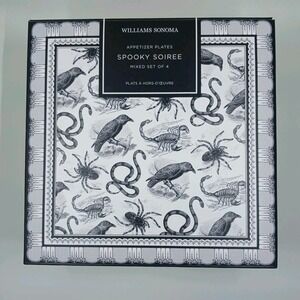 Williams Sonoma SPOOKY SOIREE Appetizer Plates Set Of 4 Halloween NEW 🎃
